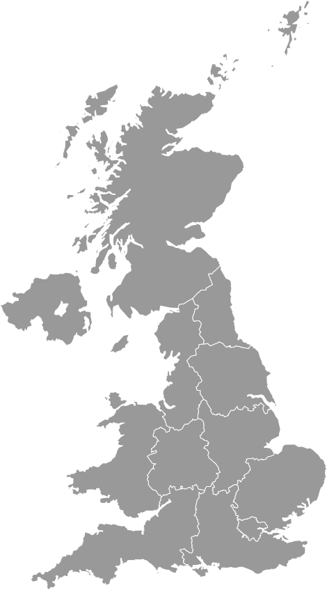Karte des Vereinigten Königreichs mit Ländergrenzen von England, Schottland, Wales und Nordirland